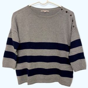 Gap gray and navy 3/4 sleeve Sweater